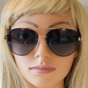 Juicy Couture Urban Chic Black & Gold Aviator Sunglasses W/Subtle Bling On Arms